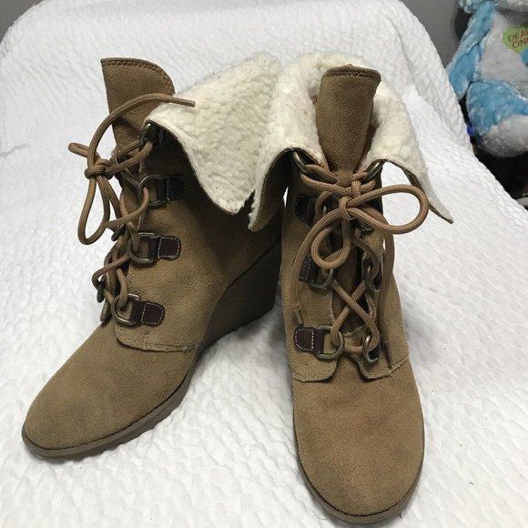 Coach And Four  Women’s Brown Suede Leather Lace Up Wedge Boots Size: 10 - Picture 5 of 10